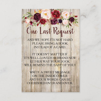 Rustiek Breng een boek in plaats van Kaart Baby sh