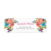 Rustiek Bright Floral Roze Sinaasappel Etiket (Voorkant)