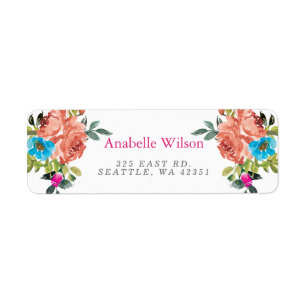 Rustiek Bright Floral Roze Sinaasappel Etiket