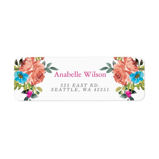 Rustiek Bright Floral Roze Sinaasappel Etiket (Voorkant)