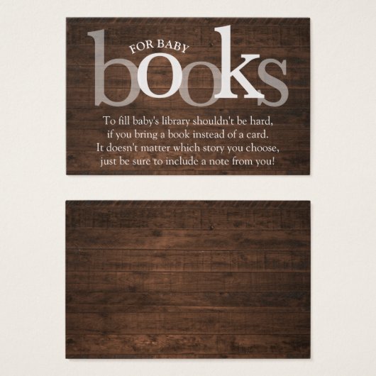 Rustiek Bring a Book Request Kaart Baby shower (Voorkant /achterkant)