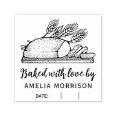 Rustiek Broodbrood Gebakken met Liefde Custom Name Zelfinktende Stempel (Design)
