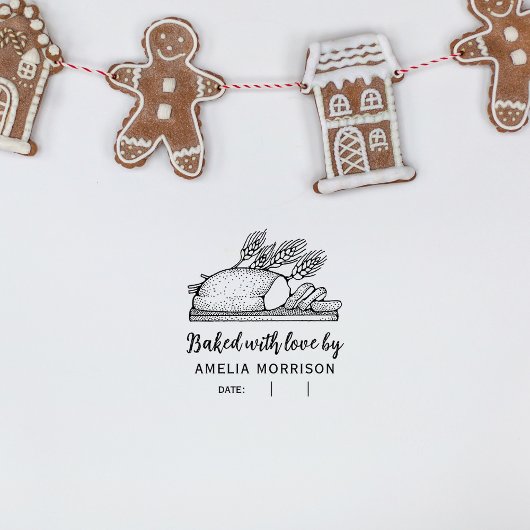 Rustiek Broodbrood Gebakken met Liefde Custom Name Zelfinktende Stempel