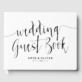 Rustiek Bruiloft Gastenboek Zwart-wit