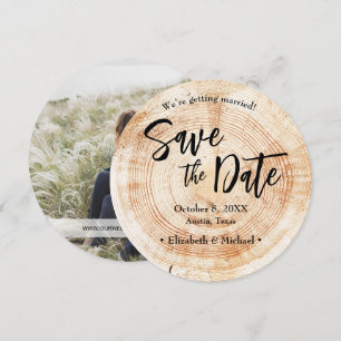 Rustiek Bruiloft Hout Bewaar de datum foto Kaart