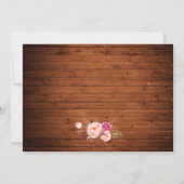 Rustiek Bruiloft Hout Roze Bloemen Jar Lights Kant Bedankkaart (Achterkant)