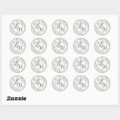 Rustiek Bruiloft Monogram Groen Bladeren Ronde Sti Sticker (Vel)