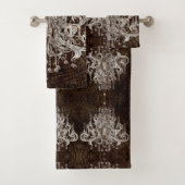 Rustiek Bruin Barnood Country Crystal Chandelier Bad Handdoek (Insitu)