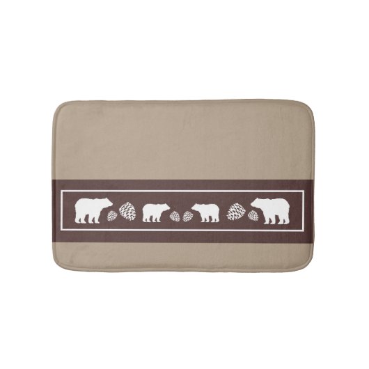 Rustiek bruin beer pinecone memory foam badmat (Voorkant)