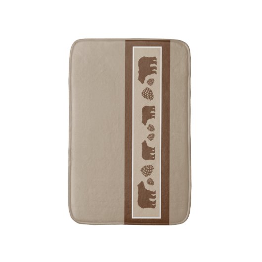 Rustiek bruin beer pinecone memory foam badmat (Voorkant Verticaal)