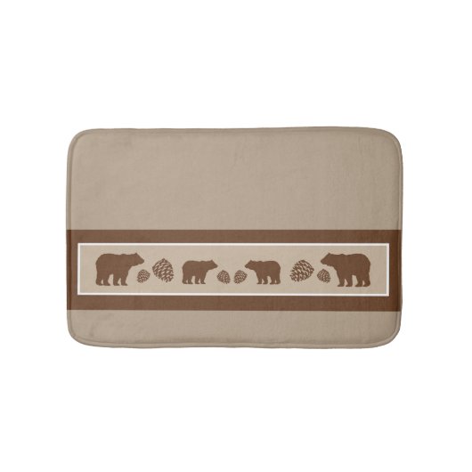 Rustiek bruin beer pinecone memory foam badmat (Voorkant)