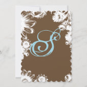 Rustiek Bruin Blauw  Bloemenbruiloft Kaart (Achterkant)