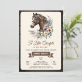 Rustiek Bruin Bloemen Paard Cowgirl Baby shower Kaart (Staand voorkant)