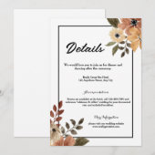 Rustiek Bruin Bloemen Trouwdetails Behuizing Kaart (Voorkant / Achterkant)