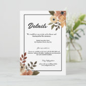 Rustiek Bruin Bloemen Trouwdetails Behuizing Kaart (Staand voorkant)