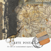 Rustiek bruin bloemmotief versleten decoupage meub tissuepapier