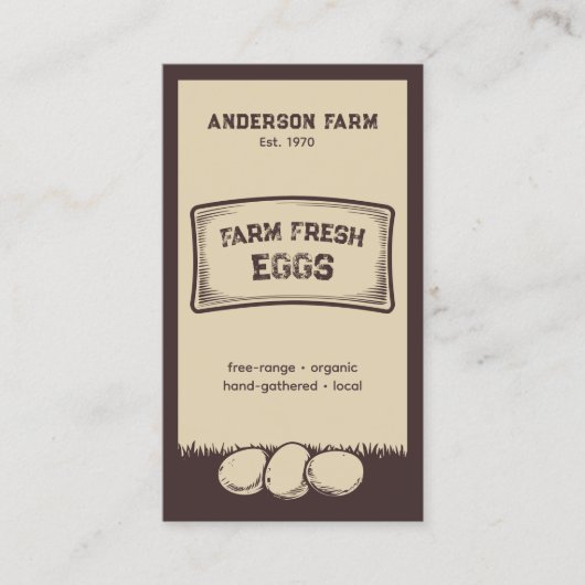 Rustiek Bruin Boerderij Verse Eieren Visitekaartje (Voorkant)
