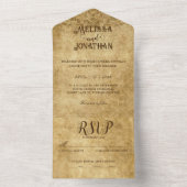  rustiek bruin bruiloft bruid bruidegom all in one uitnodiging (Binnen)