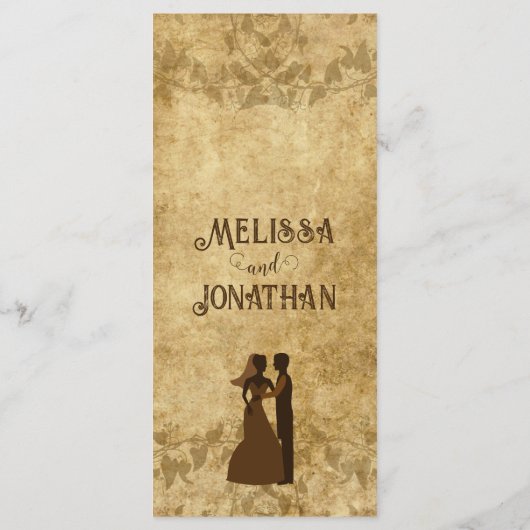  rustiek bruin bruiloft bruid bruidegom menu (Achterkant)