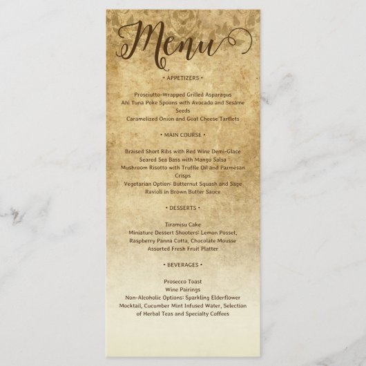  rustiek bruin bruiloft bruid bruidegom menu (Voorkant)