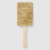 rustiek bruin bruiloft bruid bruidegom programma handwaaier (Achterkant)