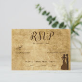 rustiek bruin bruiloft bruid bruidegom RSVP kaartje (Staand voorkant)