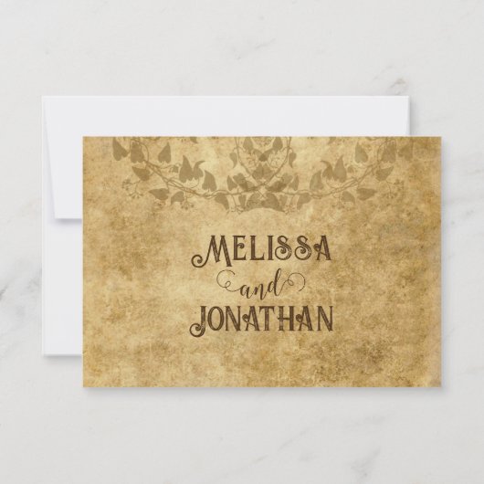  rustiek bruin bruiloft bruid bruidegom RSVP kaartje (Achterkant)