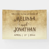 rustiek bruin bruiloft bruid bruidegom spandoek (Horizontaal)