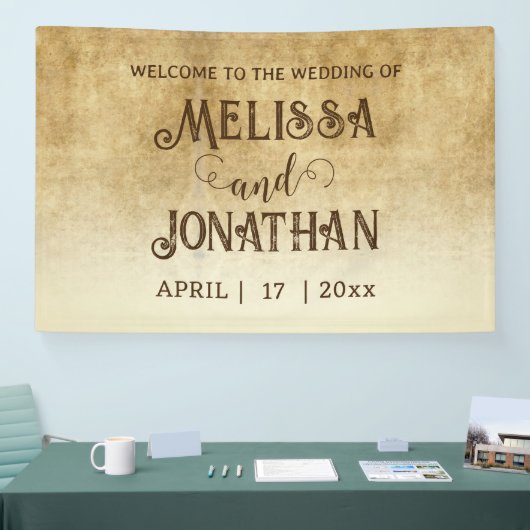 rustiek bruin bruiloft bruid bruidegom spandoek (Beurs)