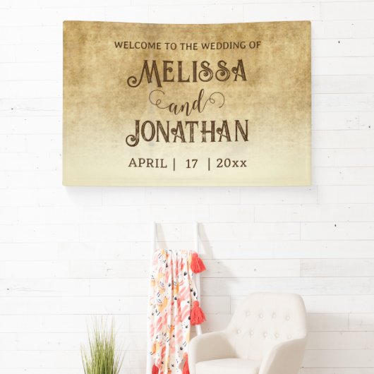  rustiek bruin bruiloft bruid bruidegom spandoek (Insitu)