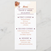 Rustiek bruin bruiloft diner menu (Voorkant)