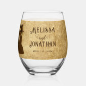  rustiek bruin bruiloft paar wijnglas zonder voet (Achterkant)