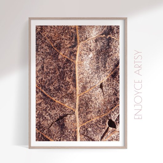 Rustiek bruin close-up blad herfst foto muur kunst poster