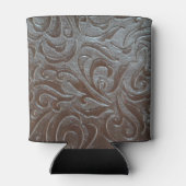 Rustiek bruin cowboy western landleer blikjeskoeler (Achterkant)