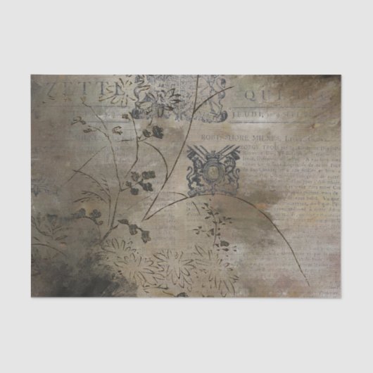 rustiek bruin distressed botanische textuur tissuepapier (Voorkant)