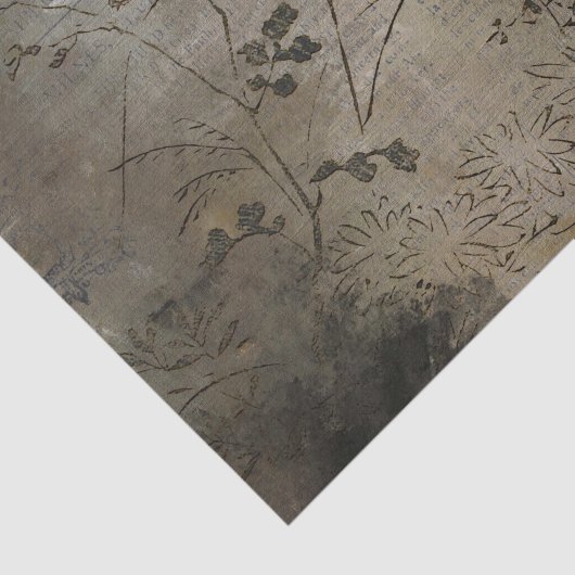  rustiek bruin distressed botanische textuur tissuepapier (Detail)