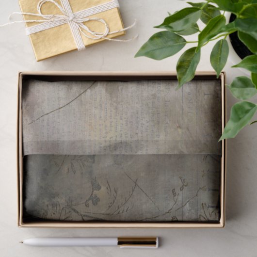 rustiek bruin distressed botanische textuur tissuepapier (Geschenk)