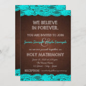 Rustiek Bruin en Blauwgroen Blauw Huwelijk Kaart (Voorkant / Achterkant)