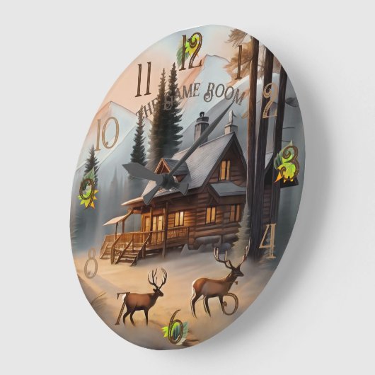 Rustiek Bruin en Grijs Waterverf Log Home Grote Klok (Hoek)
