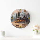 Rustiek Bruin en Grijs Waterverf Log Home Grote Klok (Huis)