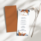 Rustiek Bruin en Midnight Blue Monstera Menu Kaart