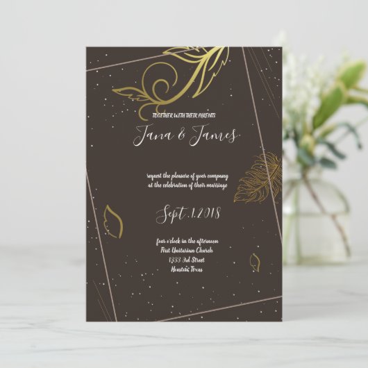 Rustiek bruin en wit kaart (Staand voorkant)