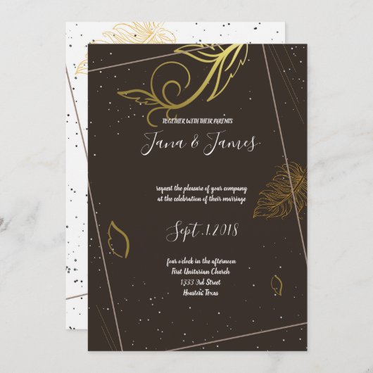 Rustiek bruin en wit kaart (Voorkant / Achterkant)