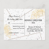 Rustiek bruin en wit rsvp uitnodiging briefkaart (Achterkant)