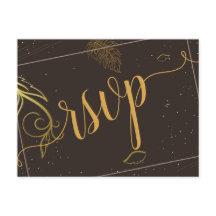 Rustiek bruin en wit rsvp uitnodiging briefkaart