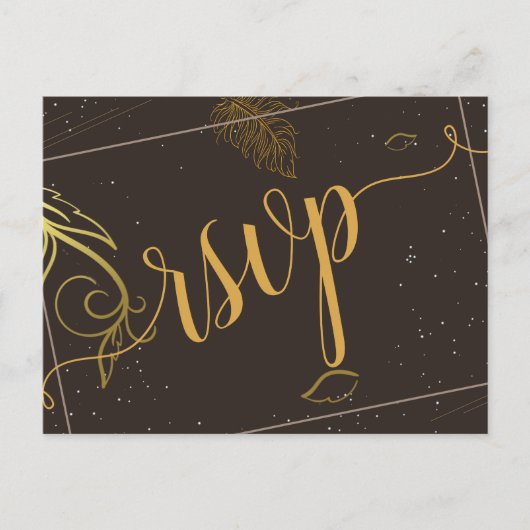 Rustiek bruin en wit rsvp uitnodiging briefkaart (Voorkant)