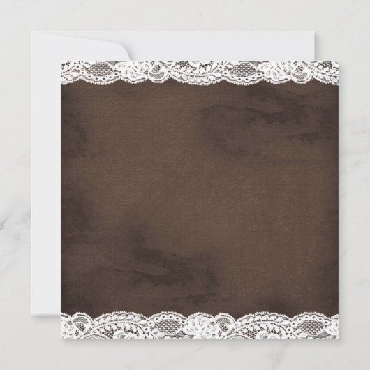 Rustiek Bruin en Witte kant bruiloft Kaart (Achterkant)