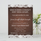 Rustiek Bruin en Witte kant Country Wedding Kaart (Staand voorkant)