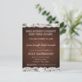 Rustiek Bruin en Witte kant Country Wedding Kaart (Staand voorkant)