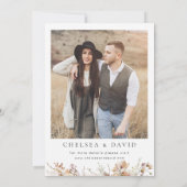 Rustiek Bruin Foto Bloemen Huwelijk Kaart (Achterkant)